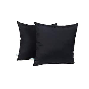 All-Weather Black Square Outdoor Throw Pillow (2-Pack)