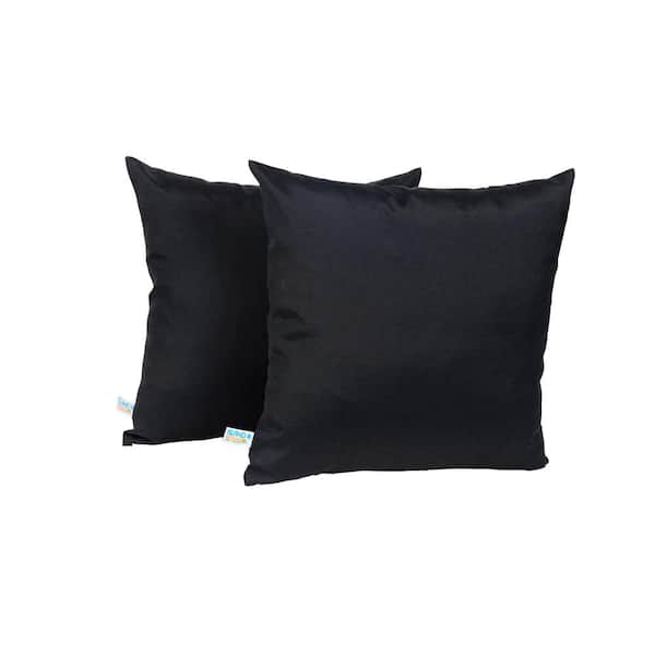 Island Umbrella All-Weather Black Square Outdoor Throw Pillow (2-Pack)