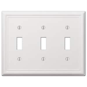 Ascher 3 Gang Toggle Steel Wall Plate - White