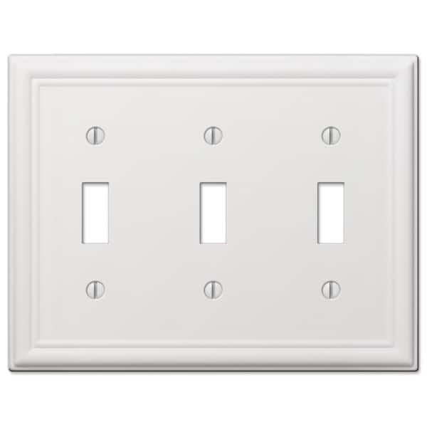 AMERELLE Ascher 3 Gang Toggle Steel Wall Plate - White