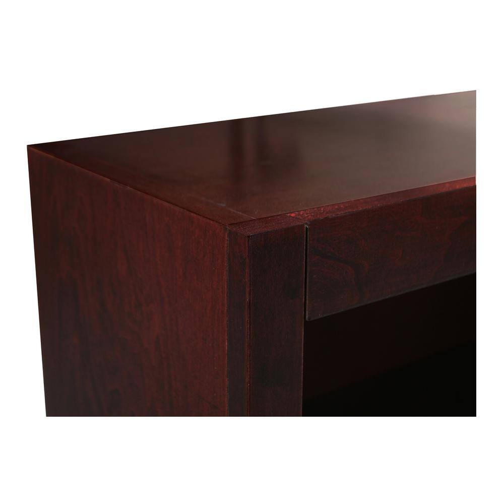 Elegant Cherry Finish Triple-Wide Adjustable Wood Bookcase, 36in Tall