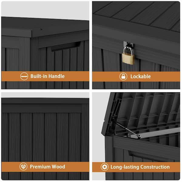 180 Gal. Black Plastic Deck Box DB148A-Black - The Home Depot
