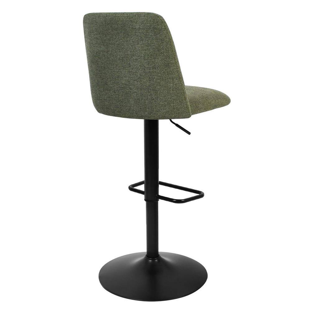 Green Upholstered Adjustable Swivel Bar Stools with Metal Base