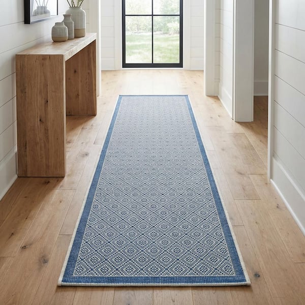 Monaco Sea Pier Sand-Azure 2 ft. x 8 ft. Indoor/Outdoor Runner Rug
