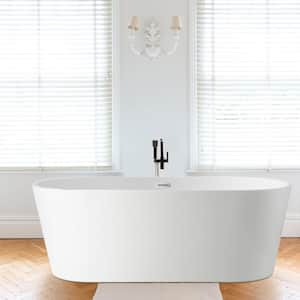 Bordeaux 54 in. Acrylic Flatbottom Freestanding Bathtub in White