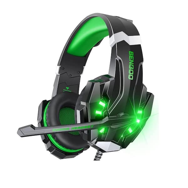 Etokfoks Green Wired Gaming Noise Cancelling Over the Ear Headphones