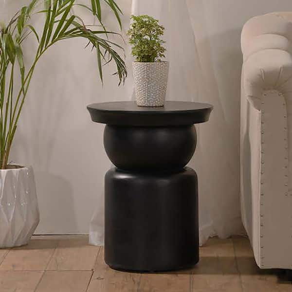 PRIMO INTERNATIONAL Natoli 16 in. Black Wood Round Pedestal Side End Table