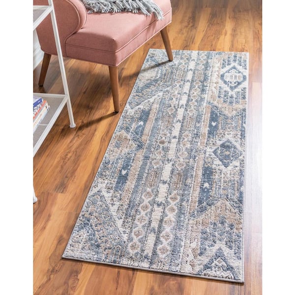 Portland Orford Navy/Tan 2 ft. 2 in. x 12 ft. Runner Rug