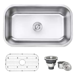 30 in. Single Bowl Undermount 16-Gauge Stainless Steel Kitchen Sink