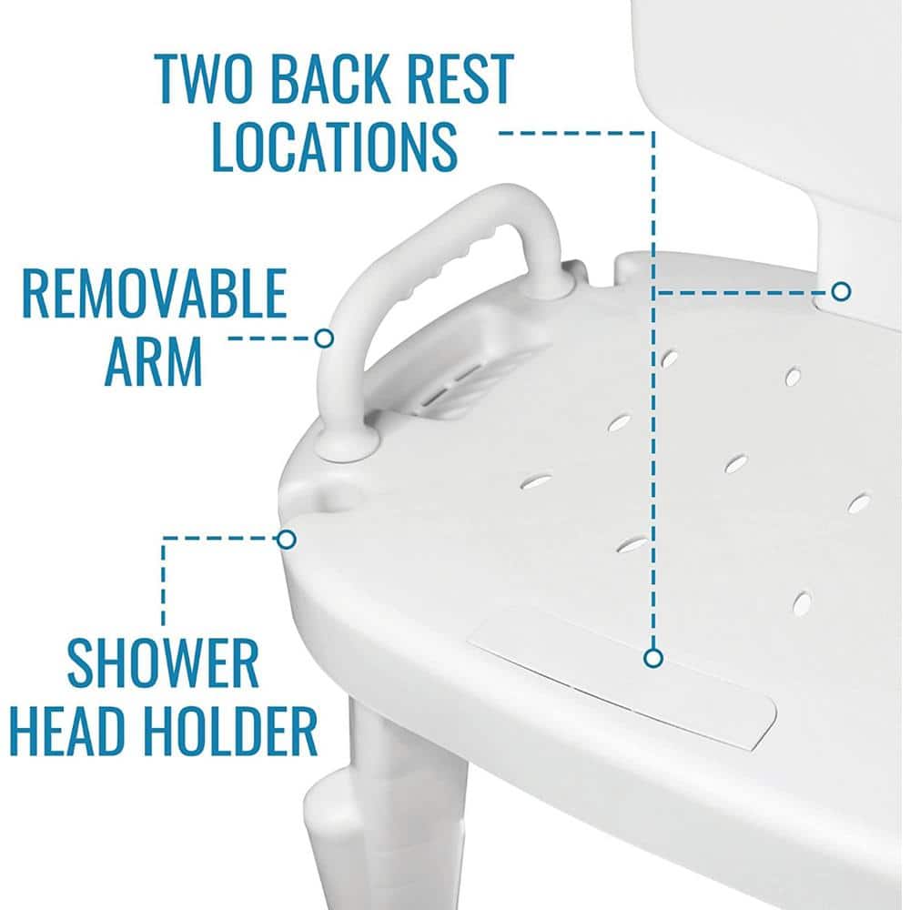 White Adjustable Plastic Transfer Bench with Secure Handles