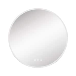 23.62 in. W x 23.62 in. H Round Frameless Anti-Fog Dimmable LED Lighted Wall-Mounted Bathroom Vanity Mirror