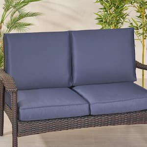 Terry 22 in. x 17.75 in. 2-Piece Outdoor Loveseat Cushion Set in Navy Blue