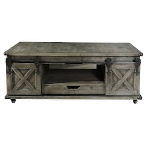 Presley 47 in. Driftwood Gray Large Rectangle Wood Coffee Table with Drawer