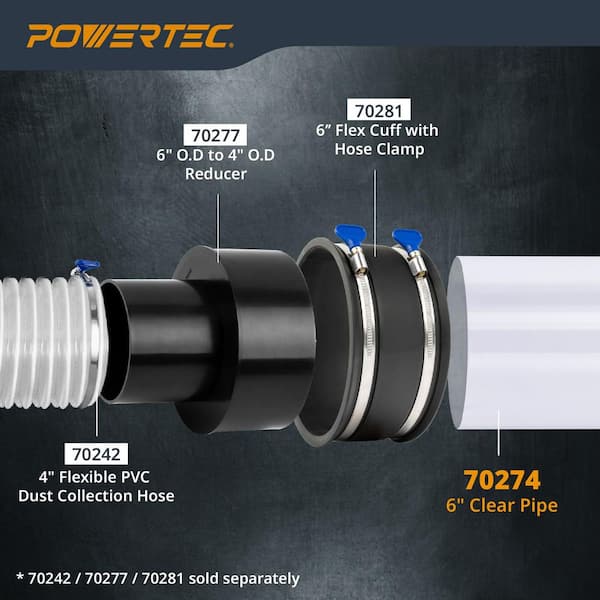 6 in. x 36 in. Long Clear Pipe, Rigid Plastic Tubing for Dust Collection Hose and Fittings