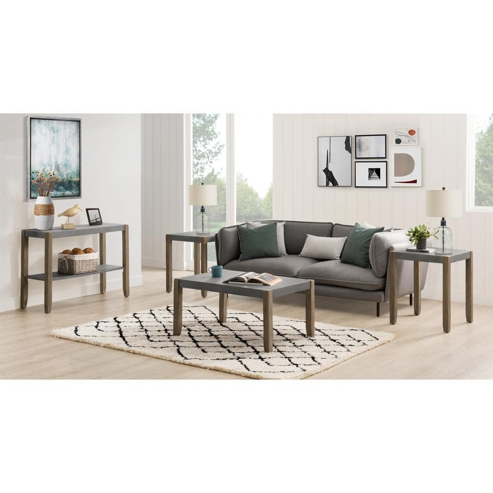 Newport Faux Concrete and Wood 4-Piece Living Room Set