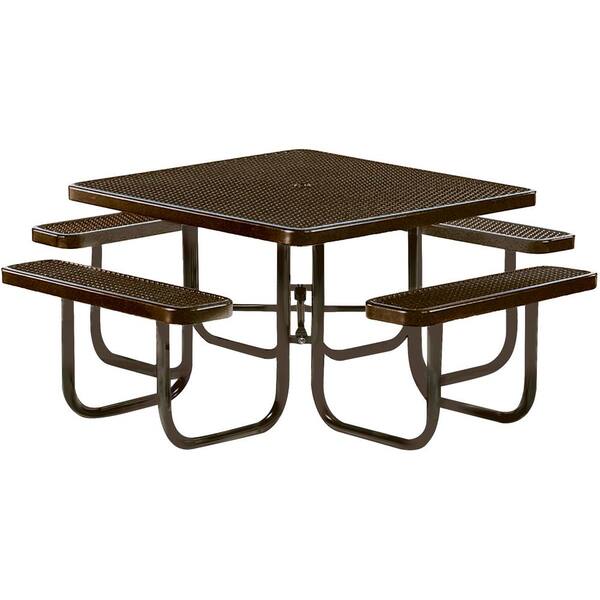 Tradewinds Park 46 in. Brown Commercial Square Picnic Table