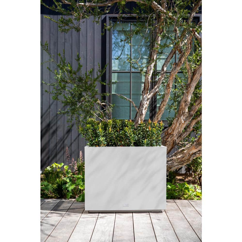 Modern White Galvanized Steel Patio Planter - 24"x30"x12"