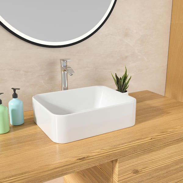 LORDEAR 19 in. x 15 in. Bathroom White Porcelain Rectangular