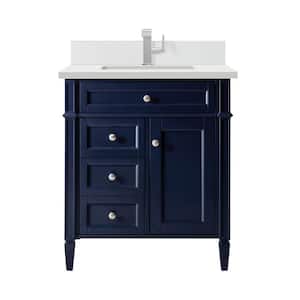 Brittany 30.0 in. W x 23.5 in. D x 34.0 in. H Bathroom Vanity in Victory Blue with White Zeus Silestone Quartz Top