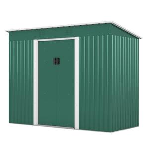 4.2 ft. x 9.1 ft. Outdoor Storage Metal Shed with Lockable Doors Vents, Utility Garden Shed, Green (38 sq. ft.)