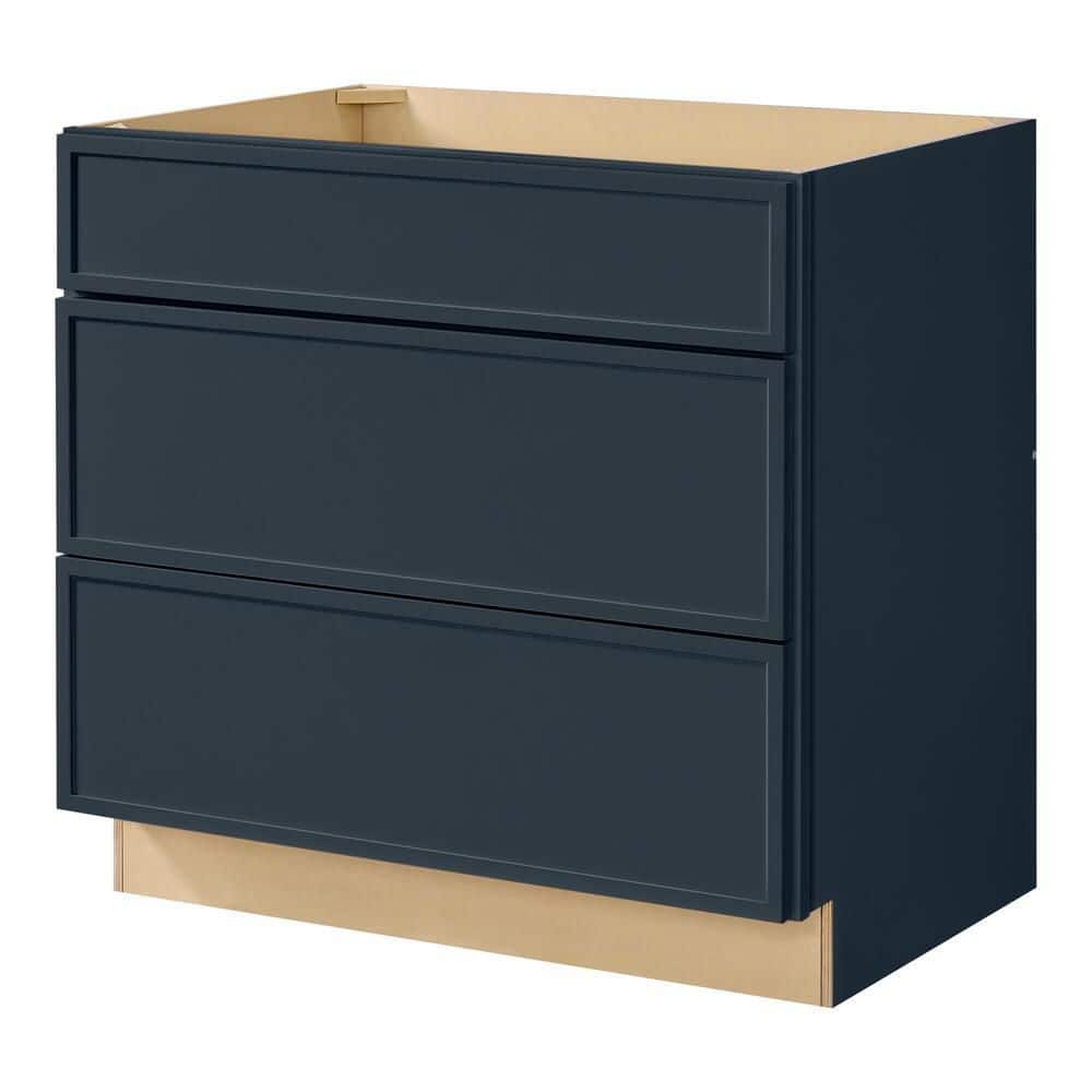 Leyton 36 in. W x 24 in. D x 34.5 in. H Ready to Assemble Plywood Slim Shaker Cooktop Base Kitchen Cabinet in Ink Blue price history on PriceWatchPro