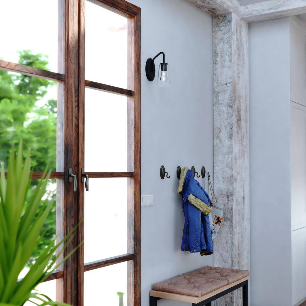 Matte Black Outdoor Dimmable Wall Sconce with Clear Glass