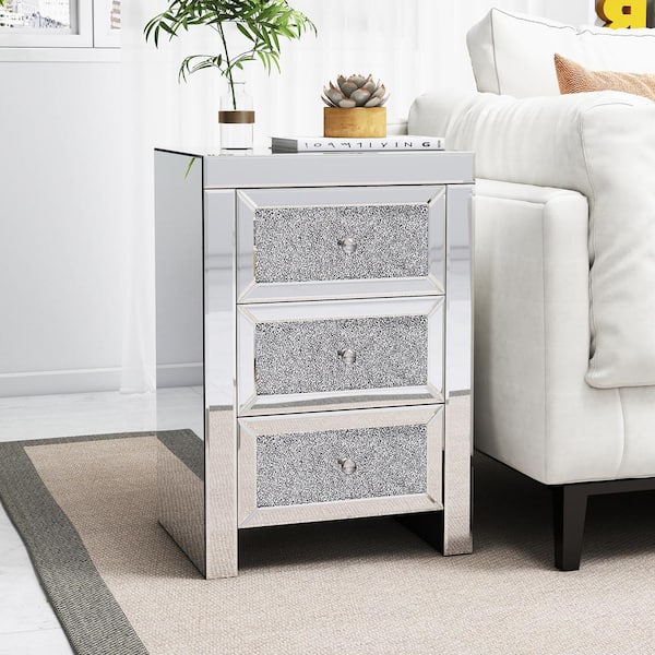 white diamond bedside table