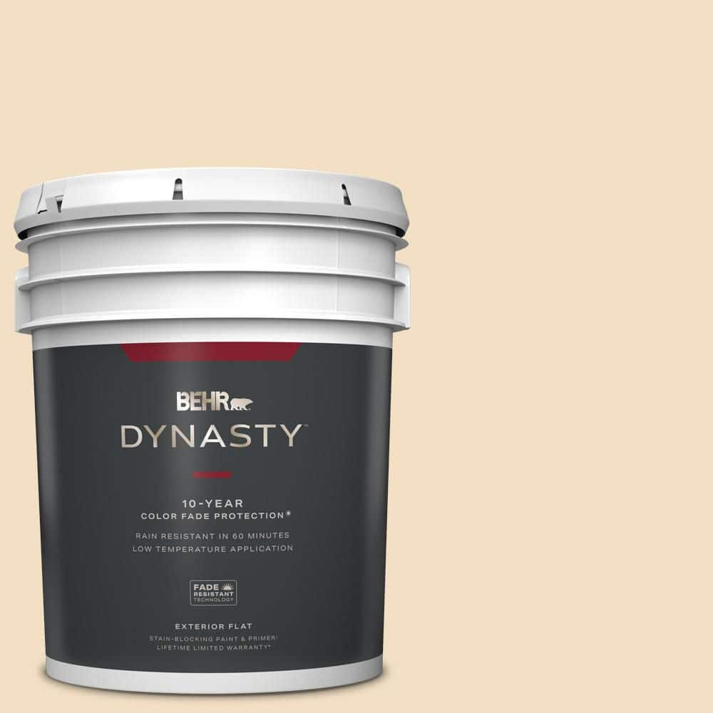 BEHR DYNASTY 5 gal. #22 Navajo White Flat Exterior Stain-Blocking Paint ...