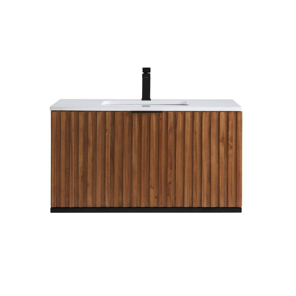 Terra 36'' Walnut and White Granite Single Bathroom Vanity