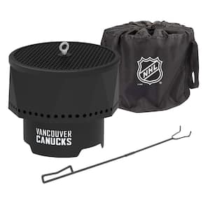 The Ridge NHL 15.7 in. x 12.5 in. Round Steel Wood Pellet Portable Fire Pit with Spark Screen, Poker - Vancouver Canucks