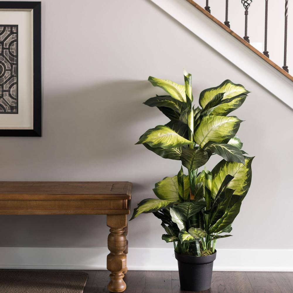 Tiny Green and Yellow Plastic Leopard Lily Faux Floor Plant