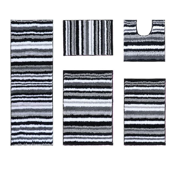 Better Trends Griffie Collection Gray Polyester 5-Piece Bath Rug Set