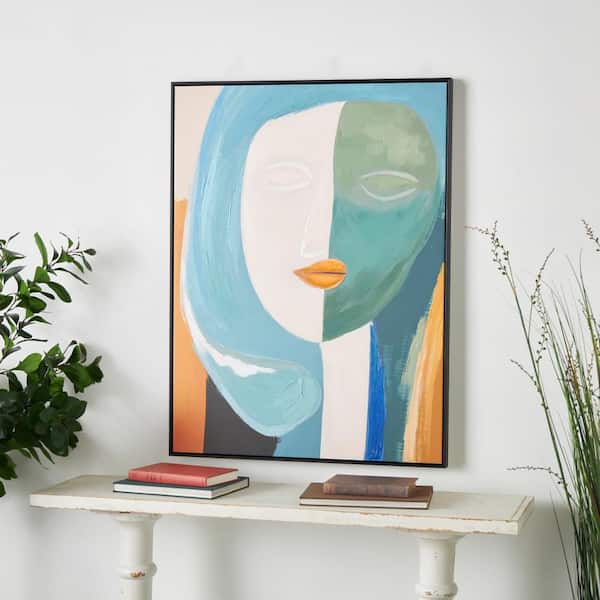 1-Panel Woman Impressionist Framed Wall Art Print with Brushed Paint Strokes and Black Frame 40 in. x 30 in.