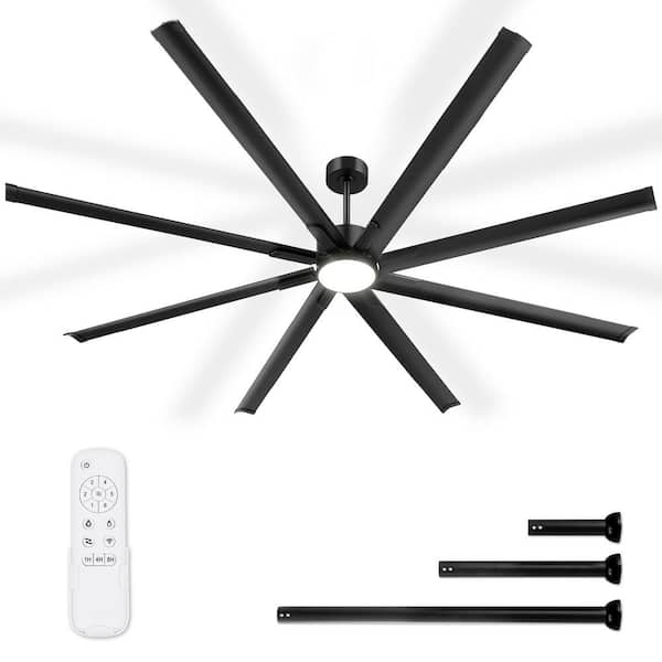 96 in. Integrated LED Indoor/Outdoor Black 8-Blades Ceiling Fan with Aluminum Blades and Remote Included