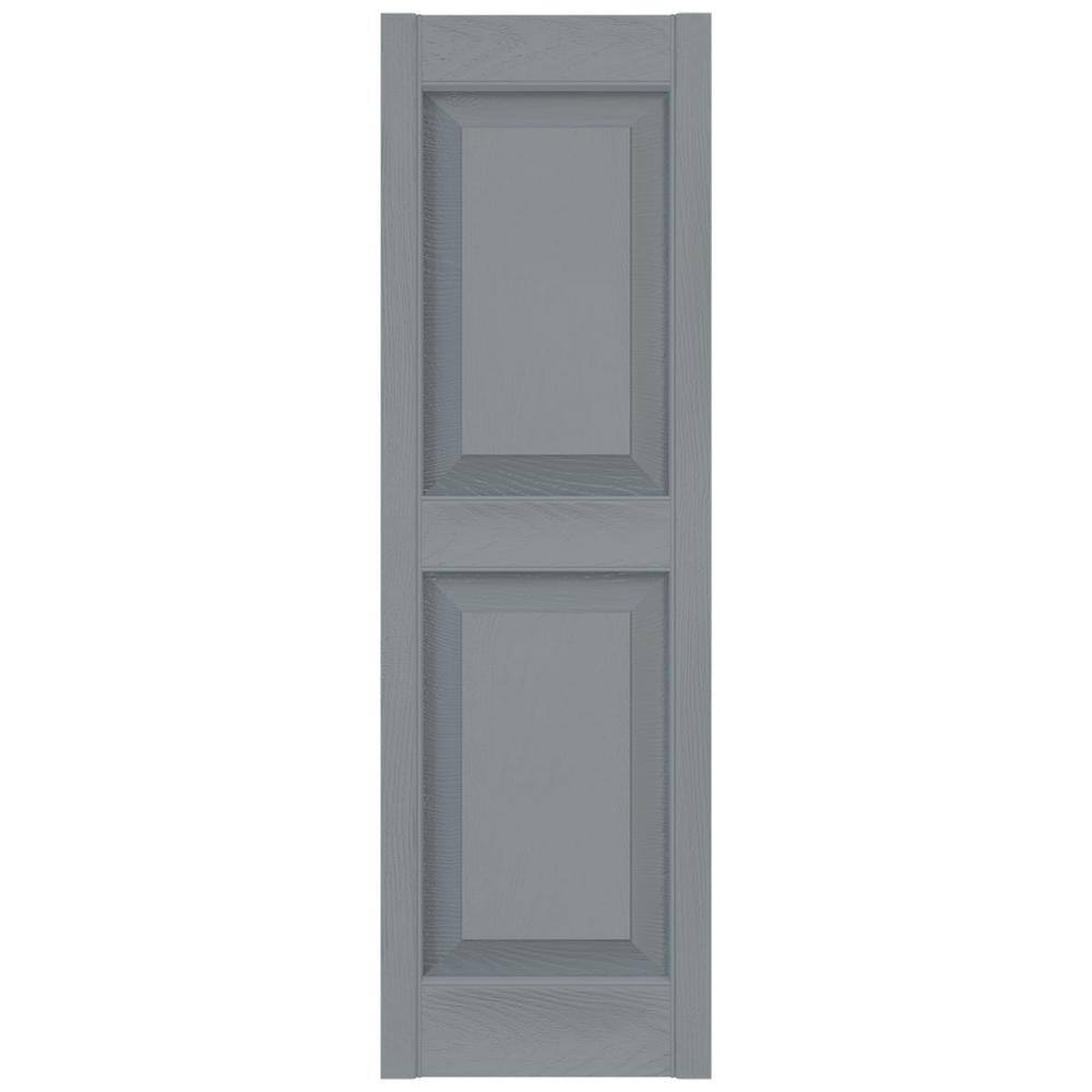 Platinum Gray Raised Panel Vinyl Decorative Shutters, 12" x 51"