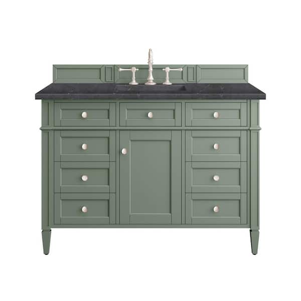 James Martin Vanities Brittany 48.0 in. W x 23.5 in. D x 33.8 in. H Bathroom Vanity in Smokey Celadon with Charcoal Soapstone Quartz Top
