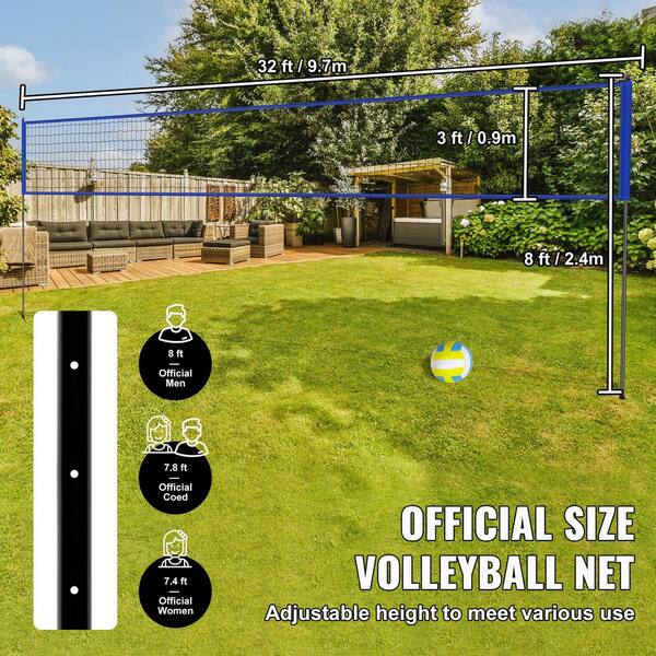 Haokelball Outdoor Portable Heavy Duty Volleyball Net Set For Backyard With Adjustable Height Poles, Net Tension Adjuster, Volleyball, Pump, Boundary