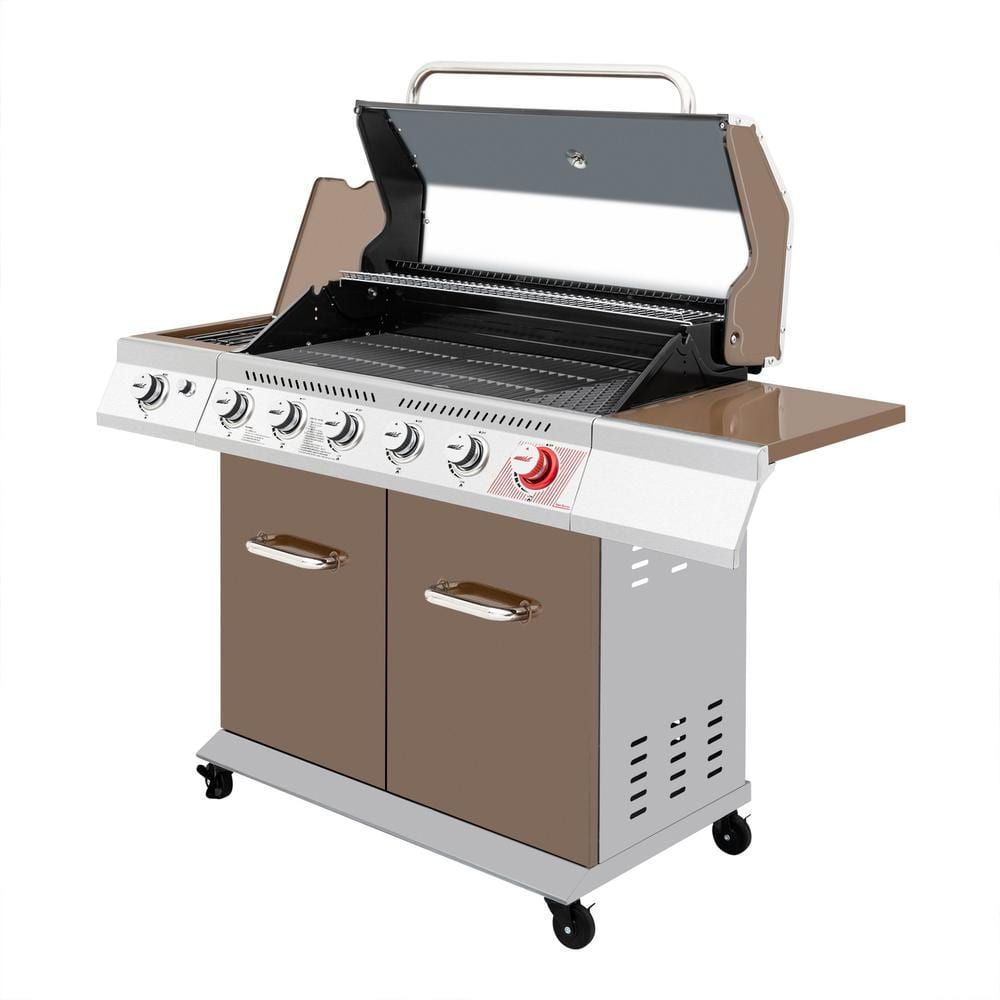 Royal Gourmet 6-Burner Coffee Stainless Steel Propane Gas Grill with Side Burner