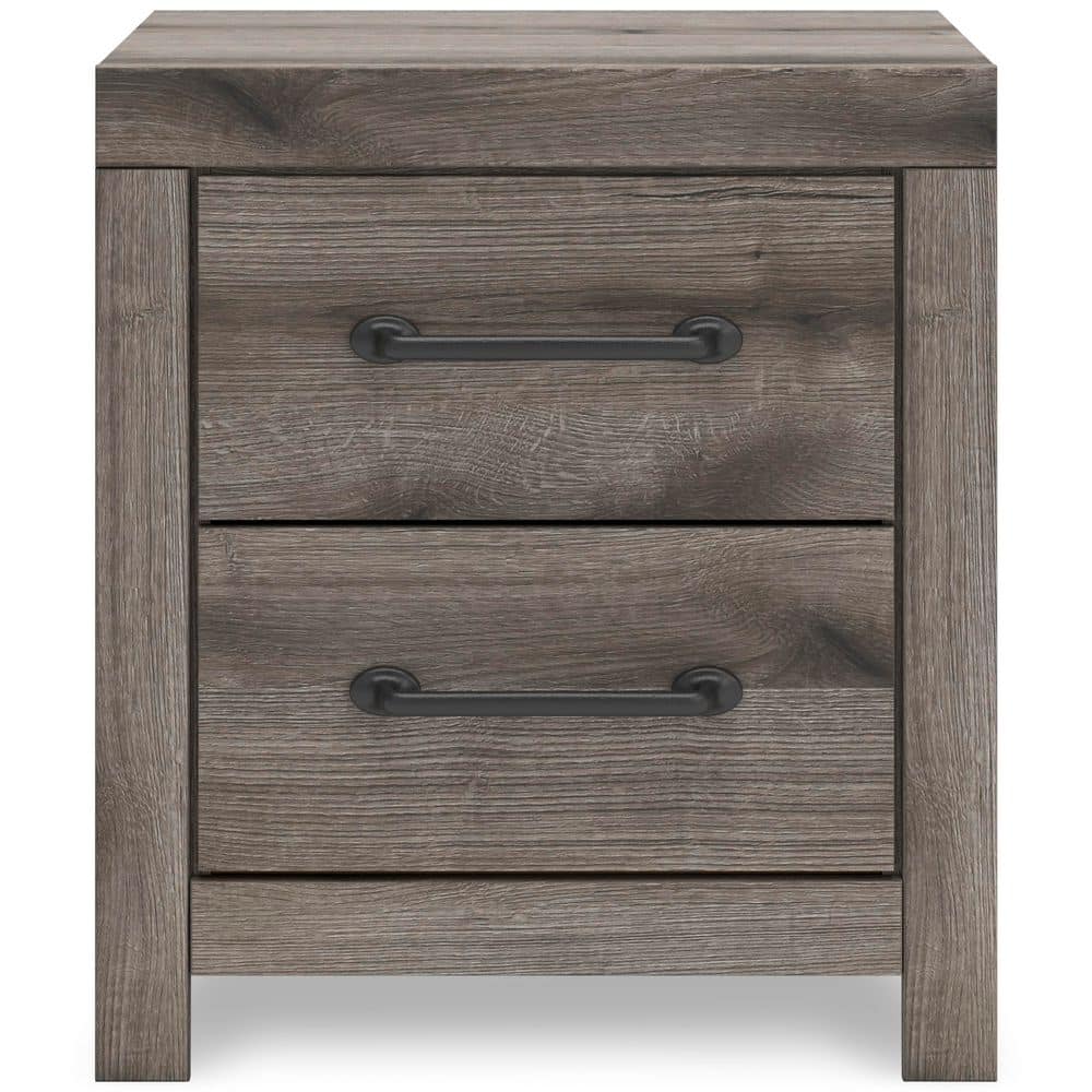 Weathered Gray Rustic 2-Drawer Nightstand with USB Ports
