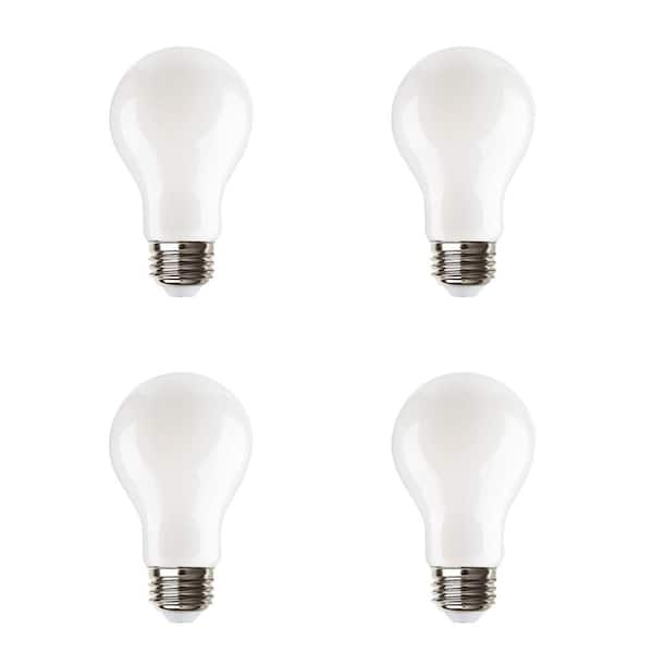 EcoSmart 60-Watt Equivalent A19 Dimmable LED Light Bulb True White (4-Pack)