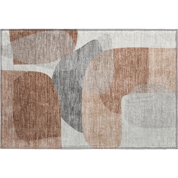 Mayfield Premium Machine Washable Abstract AMF2121 Paprika 2 ft. x 3 ft. Accent Rug