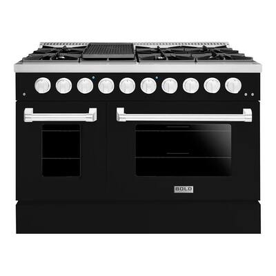 black double oven gas cooker