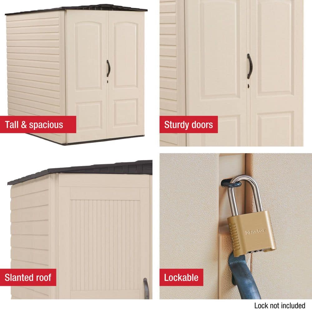 Beige Resin 5x6 ft Vertical Outdoor Storage Shed with Shelving