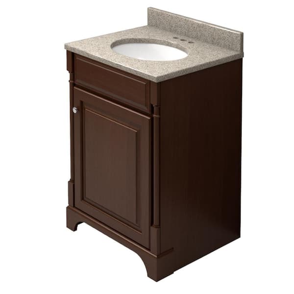 KraftMaid 24 in. Vanity in Autumn Blush with Natural Quartz Vanity Top in Burnt Terra and White Sink-DISCONTINUED