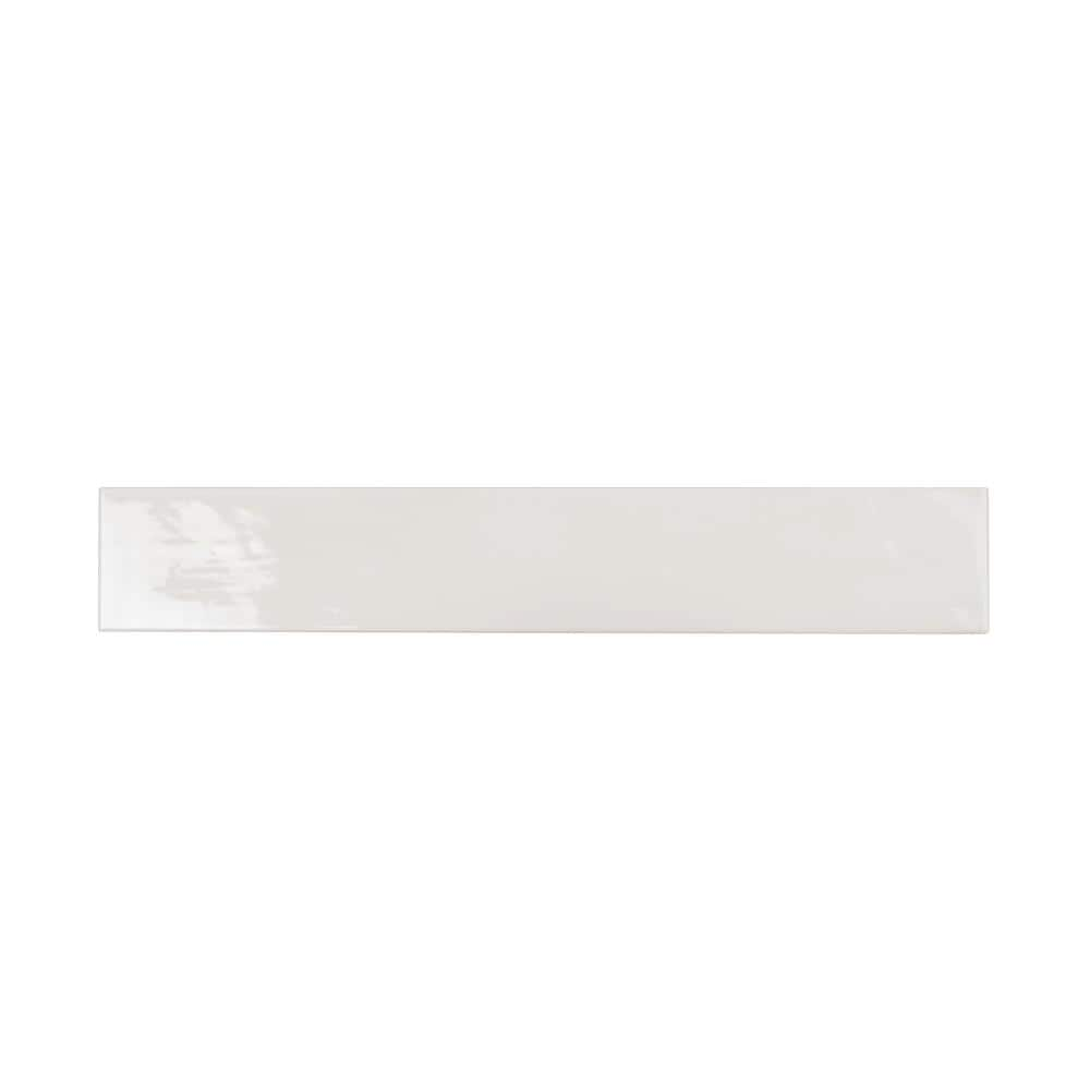 Apollo Tile Silken White 2.56 in. x 15.75 in. Glossy Ceramic Subway ...