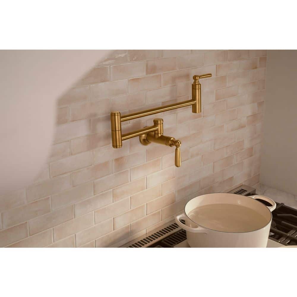 Edalyn Vibrant Brushed Moderne Brass Wall-Mount Pot Filler