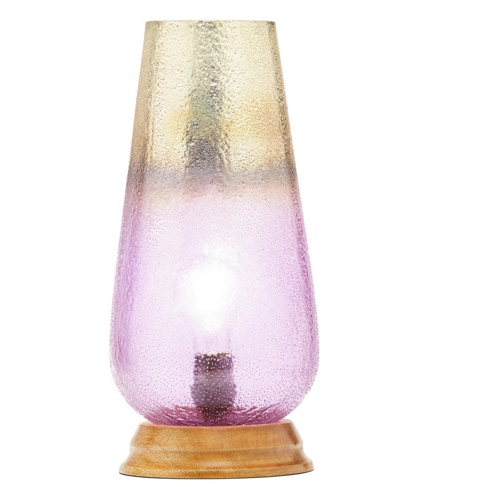 River of Goods Bardot 14.5 in. Purple and Gold Ombre Glass Uplight Novelty Table Lamp