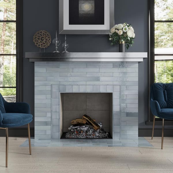 Silken Benjamin Moore Smoke 0.5 in. x 7.9 in. Glossy Ceramic Pencil Tile Trims (0.3 sq. ft./case) (10-pack)