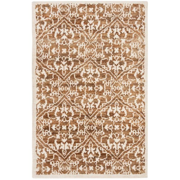 Bohemian 4 ft. x 6 ft. Brown/Beige Ornate Diamond Area Rug