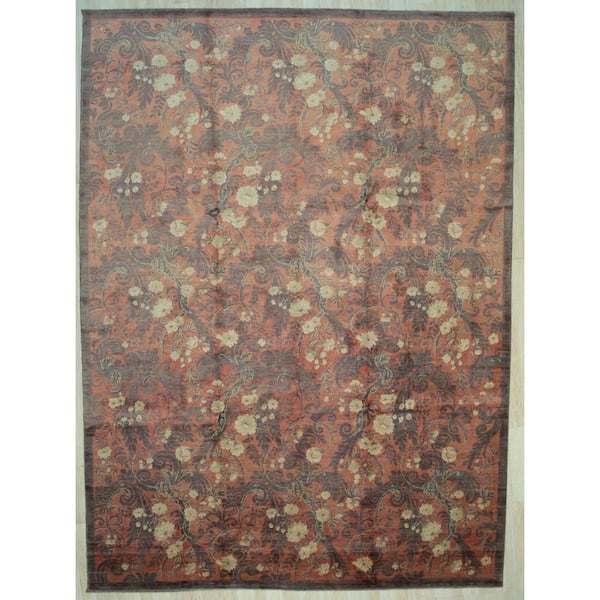 EORC Red 10 ft. x 13 ft. 9 in. Handmade Afghan Wool Turkish Knot Area Rug